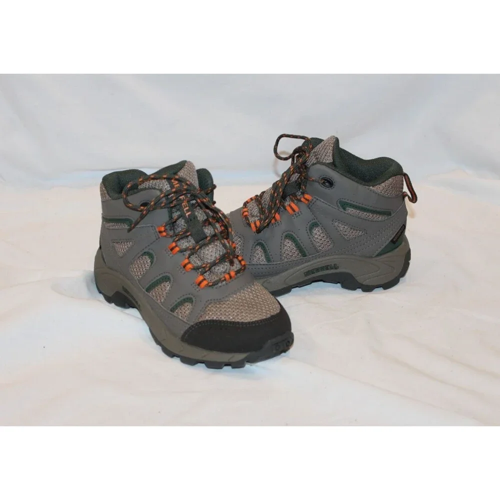 Merrell Unisex Kid OAKCREEK MID LACE WATERPROOF Backpacking Boots GRAY‎ GREEN 13